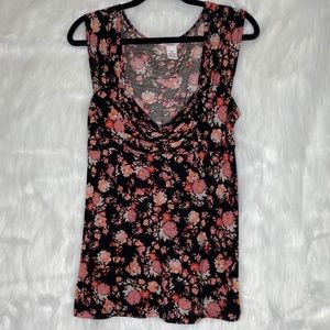 Candies Flowy Tank Top Peach Floral Print